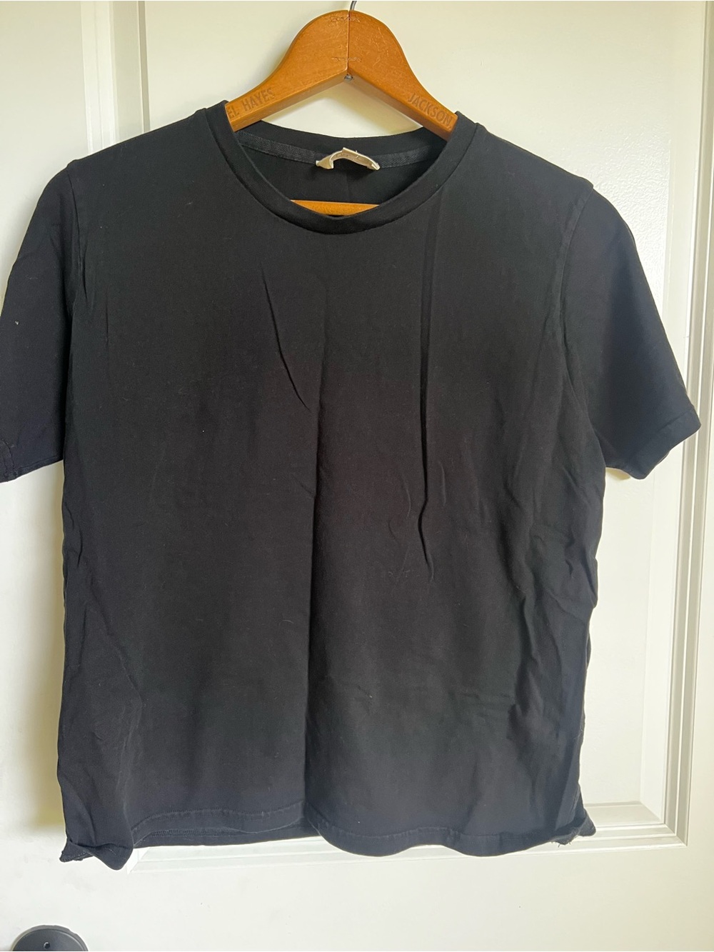 Sezane Black Short-Sleeve Crewneck Tee